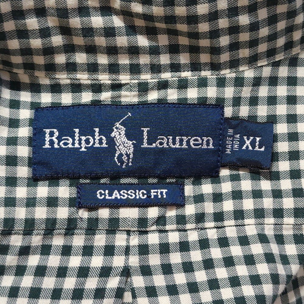 Ralph Lauren Gingham Check Long Sleeve Button Down Shirt XL Classic Fit Green - Picture 6 of 9